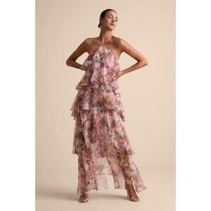 elegant encounter rose gold sequin maxi dress Embellished Sleeveless Sequin Deep V-Neck, Seraphine Maxi Dress in Rose Gold, Size S, For Cocktail Or Holiday Party